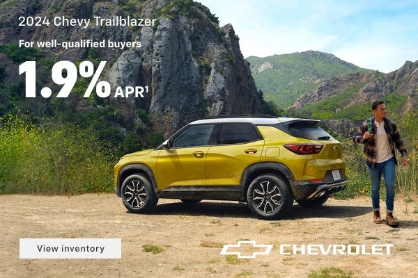 2024 Chevy Trailblazer. For well-qualified buyers 1.9% APR. Or, current Chevy owners get an addit...